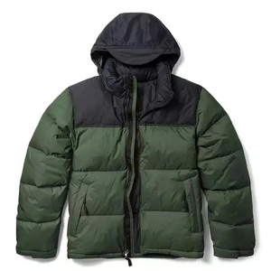 Veste matelassée décontractée pour homme à capuche, respirante, en toile enduite 100 % polyester, couleur unie, manches longues, fermeture éclair sur le devant - Product Image 1
