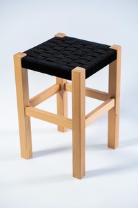 Repose-pieds en bois, tabouret ottoman tissé à la main, tabouret de douche, ottoman d'intérieur et d'extérieur, console avec incrustations en os - Product Image 3