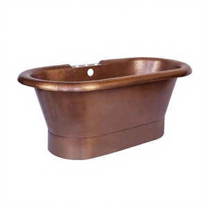 Baignoire autoportante en cuivre martelé de style européen, écologique, de haute qualité et économique, par Axiom Home Accents - Product Image 1