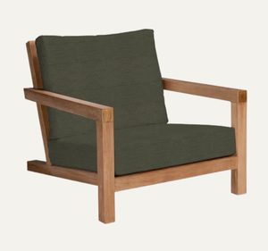 Fauteuil de jardin extérieur en teck massif avec coussin en tissu épais, style moderne et minimaliste, pour villa - Product Image 4