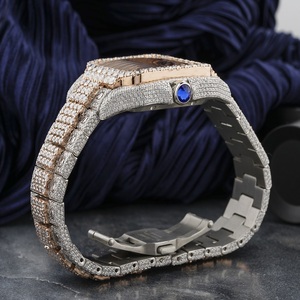 Montre Moissanite Iced Out Skeleton en Or Rose et Argent, Bijoux Hip Hop Bustdown, Montre de Luxe Transparente - Product Image 4