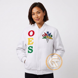 Chaqueta Universitaria Personalizada Eastern Star de Satén y Forro Polar Bordado OES, Transpirable, de Secado Rápido, con Exterior de Seda y Relleno 100% Poliéster - Product Image 3