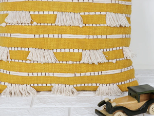 Hand Tufted Texture Boho Yellow and Ivory <b>Cushion</b> Cover Handmade Decorative Pillow Case for Sofa Bedroom Living Room Home Decor - Product Image 2