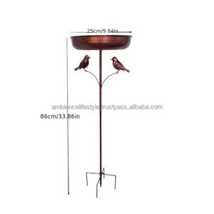 Bain d'oiseaux en métal unique pour la décoration du jardin, accessoire extérieur, matériau durable, revêtement résistant à la rouille, pour l'alimentation des oiseaux. - Product Image 1