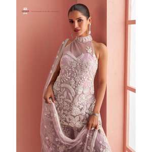 Vestido de novia especial Sayuri Designer Verona de malla pesada con bordado de lentejuelas, ropa étnica de diseñador - Product Image 2