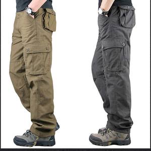 Pantalon de travail décontracté pour homme, léger, en coton, coupe droite, avec grandes poches et taille élastique, pour un usage quotidien - Product Image 6