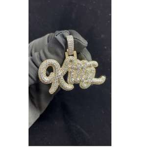 Luxira Jewels 9Kings Colgante de Moissanita de Plata 925 Bañado en Rodio con Micro Pavé y Corte Brillante, Charm de Letra, Estilo Hip Hop, Unisex - Product Image 3
