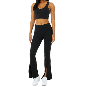 Pakistan Made Solid Women Yoga Set Eco-Friendly Breathable Spandex/Polyester 2-Piece Comfortable Affordable - Product Image 1