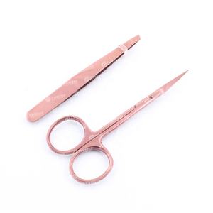 Ciseaux à cils multicolores en acier inoxydable de haute qualité et pince à épiler à sourcils pointe pointue outils de beauté de marque privée - Product Image 2