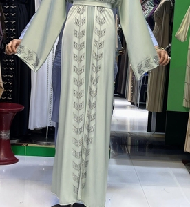 High Quality Modest Style Dubai Beaded Sequined <b>Long</b> Sleeve Abaya Muslim Traditional Handmade Wedding Women Breathable Abaya - Product Image 3