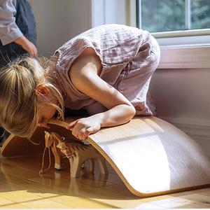 Wholesale Gym Custom Adults Workout <b>Trainer</b> Wobble Fitness Beam Surf Montessori Game Kids Wood Toy Balayage Wooden <b>Balance</b> Board - Product Image 1