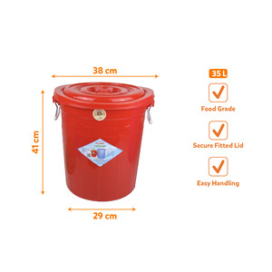 Contenedor de almacenamiento de ingredientes alimenticios de 35L con tapa hermética para restaurantes, cocinas y suministros de catering. - Product Image 1