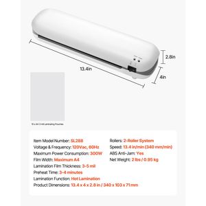 Macchina Laminatrice Termica Portatile per Formati A3 A4 A5 A6, Riscaldamento Rapido 3-4 min, Spessore 3-5 Mil - Product Image 6