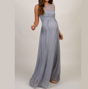 Vestido de Maternidad y Lactancia de Gasa Transpirable con Cintura Natural para Mujer, Servicios OEM, Alta Calidad, Largo hasta la Rodilla - Product Image 4