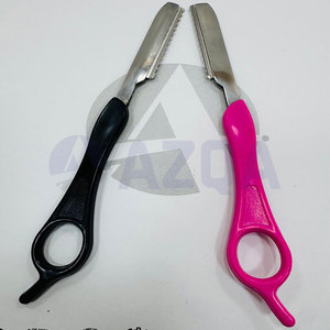 Navaja de acero inoxidable para dar forma al cabello con mango rosa brillante para corte y texturizado profesional en salones de belleza - Product Image 5