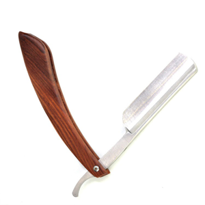 High Quality Wooden Handle Straight Razor Black Powder Coated Stainless Steel <b>Blade</b> Custom Logo <b>Barber</b> Razor OEM - Product Image 1