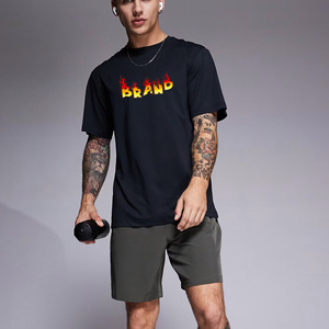 Conjunto de Camiseta y Pantalones Cortos Casuales de Verano para Hombre, Nuevo Modelo 2026, Estampado Negro, 100% Algodón Transpirable, Cuello Redondo, Tejido de Punto, Dos Piezas - Product Image 4