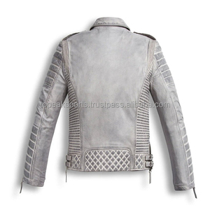 Blouson de moto en cuir véritable pour homme, tendance, marron désert, col rabattable, fermeture éclair, style motard, vêtement d'hiver - Product Image 6