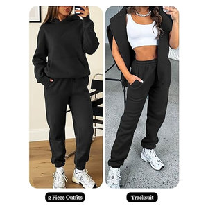 Conjunto de chándal de 2 piezas para mujer, sudadera con capucha extragrande, pantalones deportivos, estilo Y2K, ropa informal de otoño - Product Image 6