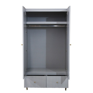 Meubles de chambre à coucher en bois d'acajou massif Armoire blanche classique à double porte élégante et artisanale - Product Image 5