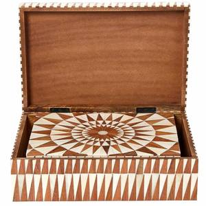 Nueva llegada: Caja de joyería rectangular decorativa con incrustaciones de hueso y patrón geométrico hecho a mano, organizador de joyas para pendientes, collares, etc. - Product Image 3