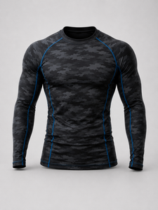 WEAVEON Men's Adult Full Sleeve <b>Rashguard</b> 180g Spandex/Nylon Breathable Digital Print Front Logo Needle Detection OEM Service - Product Image 1