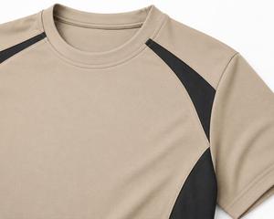 Men's Beige Black <b>Raglan</b> Sleeve T-Shirt O-Neck Regular Fit Quick Dry Knitted Polyester/Cotton Eco-Friendly 300g Casual Sporty - Product Image 4