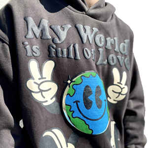 Sweat-shirt à capuche oversize pour homme en coton French Terry, imprimé dessin animé Terre, logo embossé sur le devant, style streetwear décontracté automne - Product Image 3