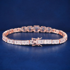 4 MM Unique Rose gold unisex Tennis <b>bracelet</b> emerald diamonds 925 sterling <b>silver</b> moissanite diamonds premium look available - Product Image 2