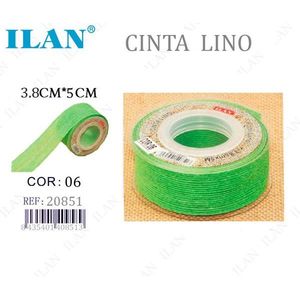 Cinta de Lino Ilan Verde de 3.8cm x 5cm para Manualidades y Decoración - Product Image 1