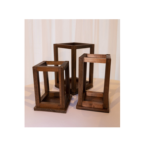 Lanterne porte-bougie rustique en bois pour mariage, événement festif, support de bougie chauffe-plat fait main personnalisé pour décoration intérieure et table - Product Image 2