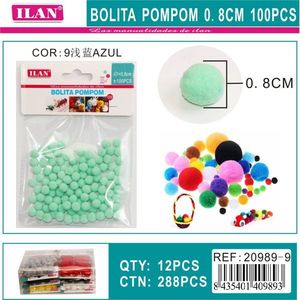 Palline Pom Pom Ilan 0,8 cm Azzurro Chiaro Materiali per Artigianato 100 Pezzi - Product Image 3