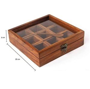 Caja de Especias de Madera con 9 Compartimentos, Caja de Condimentos Artesanal de Madera, Caja de Especias de Madera Personalizada, Mejor Precio - Product Image 4