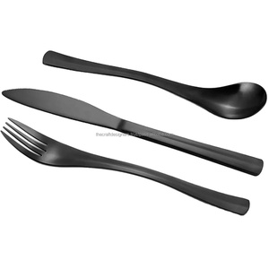 Juego de cubiertos y cubiertos negros Hoteles y restaurantes Vajilla Cuchara Tenedor y cuchillo Juego de 3 piezas Cubiertos de lujo para eventos - Product Image 1