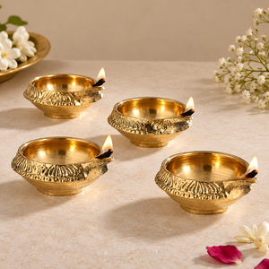 100% Pure Brass Diya Traditional Indian <b>Oil</b> <b>Lamp</b> for Puja Aarti Diwali Home Temple Decoration - Product Image 2