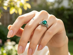 Art Palace 925 <b>Silver</b> Vintage Gemstone <b>Ring</b> With <b>Emerald</b> Cut Bezel Setting Unisex Everyday Wear - Product Image 1
