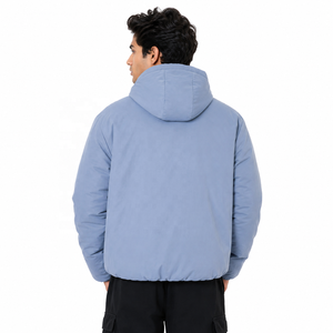 Men's Crop Oversized Thick Hooded Puffer Jacket With Zipper Front Casual <b>Winter</b> Men's Jacket Thick Polyester Wadding Windproof - Product Image 2