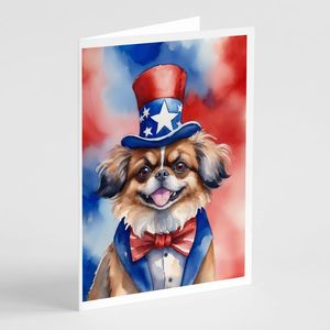 Épagneul tibétain patriotique américain lunatique A7 Cartes de note 8 Pack 5x7 Cartes de voeux vierges avec enveloppes - Product Image 1