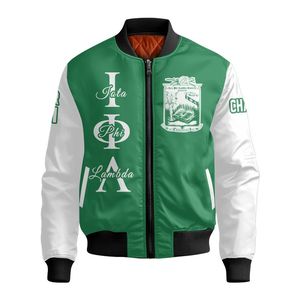 Iota Phi Lambda Women Custom Chapter Varsity Jacket Emerald Green White Greek Letter Crest Front Back Year Zip Bomber Jacket - Product Image 5