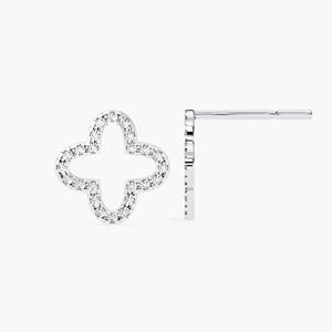 Pendientes de Oro de 14K de Primera Calidad con Diamantes en Forma de Trébol Abierto, 0.25CT, Diamantes Creados en Laboratorio, Pendientes Florales para Uso Diario, Joyería Fina para Mujer - Product Image 4