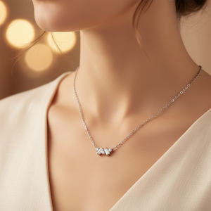 Customizable Brilliant Cut Baguette-cut Zircon Stones 925 <b>Sterling</b> <b>Silver</b> Link <b>Chain</b> Pendant Necklace <b>for</b> <b>Women</b> Party Occasions - Product Image 5