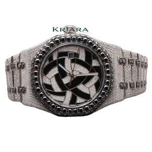 Export Quality Luxury Stainless Steel Silver Analog <b>Watch</b> Round Case Quartz Movement Deployment Clasp Unisex Hip Hop Style - Product Image 4