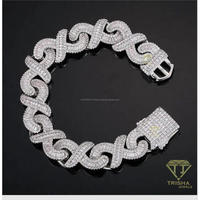 Bracelet Infinity de Luxe avec Pierres Baguette Cultivées en Laboratoire Entièrement Serties et Style Élégant et Distinctif