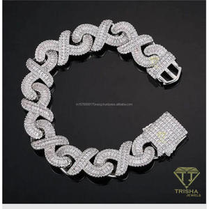 Premium Statement <b>Bracelet</b> with Unique <b>Infinity</b> Link Construction and Fully Flooded Baguette Stone Setting - Product Image 6