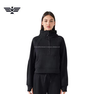 Sudadera de Forro Polar con Cuello Alto y Media Cremallera para Mujer, Suave y Acogedora, Sudadera con Capucha Informal para Invierno, Color Personalizado, Logotipo Frontal - Product Image 5