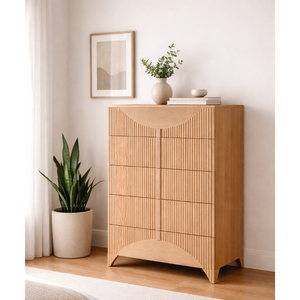 Armoire haute en bois à faible MOQ, design de luxe, meuble de chambre à coucher, gain de place, en chêne/pin/acacia, bois massif, provenant d'usine vietnamienne - Product Image 1