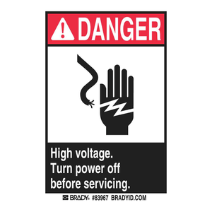 Panneau de signalisation de danger de haute tension Brady pour zones à risque électrique et laboratoires - Product Image 1