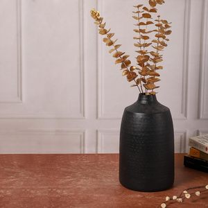 Vase rond en métal pour salon, vase noir martelé pour fleurs séchées ou artificielles, décoration disponible à la vente au meilleur prix - Product Image 5