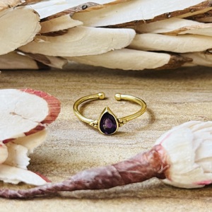 Hot Selling Amethyst Boho <b>Ring</b> 18k Gold Plated Brass <b>Ring</b> Minimalist Adjustable <b>Statement</b> <b>Ring</b> Womens Dainty <b>Ring</b> For Wholesale - Product Image 1