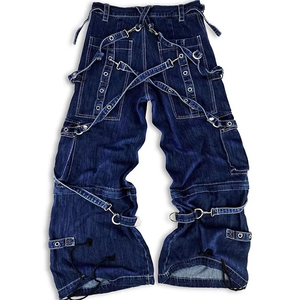 Custom Vintage Winter Streetwear Hip Hop Trendy Washed Denim <b>Jeans</b> Stonewashed Casual Baggy Loose Fit Straight 100% Cotton Men - Product Image 4